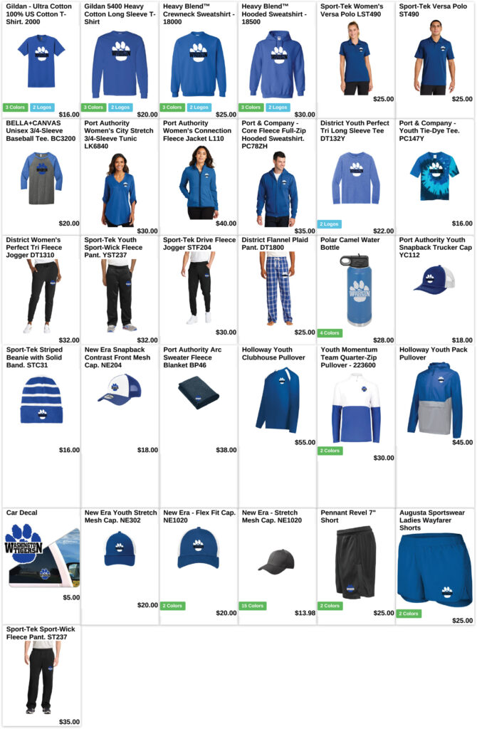 Washington PTO 2025 Spring Apparel Order
